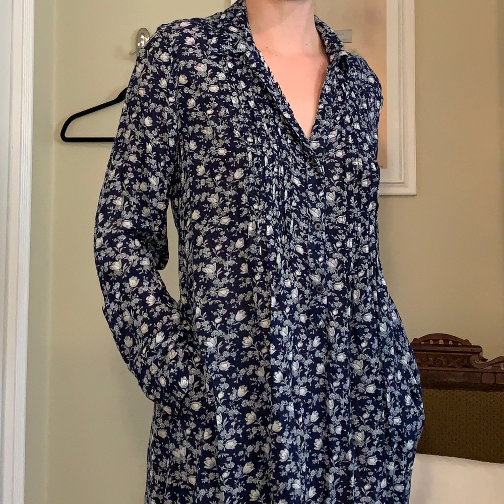 Denim & supply patterned dress with pockets!